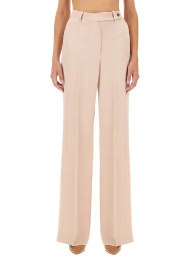 Kiton Satin Trousers Wide Leg Pockets In Pink