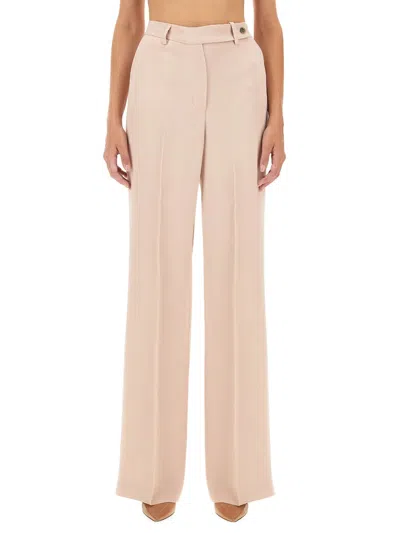 Kiton Satin Trousers Wide Leg Pockets In Pink
