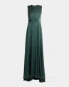 Kiton Satin Scarf Gown In Green