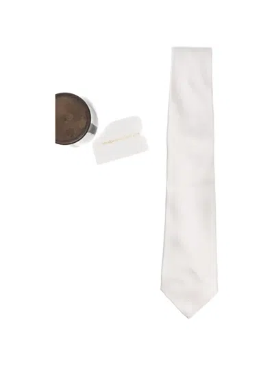 Kiton Satin-finish Tie In White