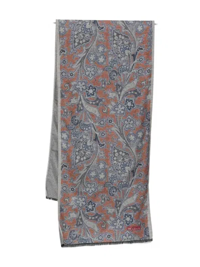 Kiton Paisley Scarf In Gray