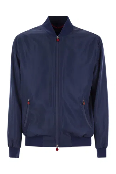 Kiton Long-sleeved Casual Jacket In Blue