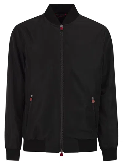 Kiton Sea Bomber Jacket In Technical Fabric In Black