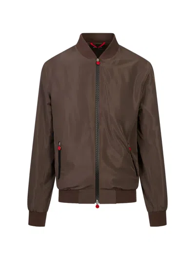 Kiton Sea Zip-up Bomber Jacket In Brown