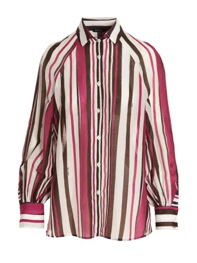 Kiton Striped Collar Long Sleeve Shirt In Multi