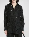 KITON SENGALE LACE LONG-SLEEVE COLLARED SHIRT