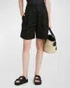 Kiton Sengale Lace Pleated Bermuda Shorts In Blk