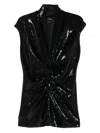 Kiton Sequin Twisted Top In Black