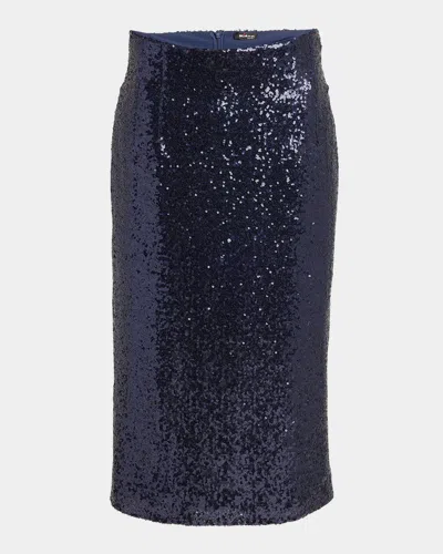 Kiton Sequined Pencil Skirt In Blue