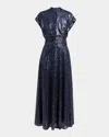 Kiton Sequined Silk-blend Dress In Blue