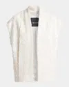 Kiton Sequined Tweed Open Jacket In White