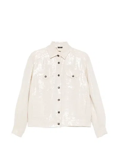 Kiton Sequin-embellished Button-up Jacket In Neutral