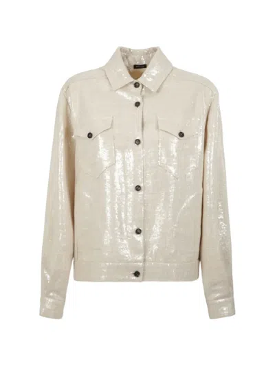 Kiton Sequin-embellished Straight-cut Jacket In Neutral