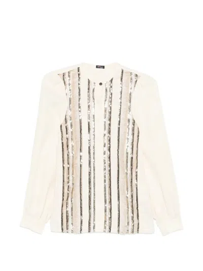 Kiton Sequin-striped Blouse In Multi