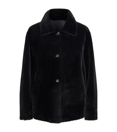 Kiton Shearling Reversible Jacket In Black