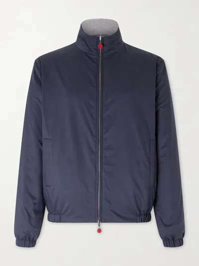 Kiton Shell Bomber Jacket In Blue