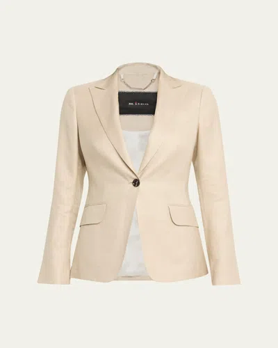 Kiton Shimmering Wool-blend Single-breasted Jacket In Neutral