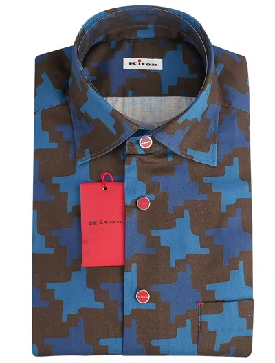 Pre-owned Kiton Shirt 100% Cotton Size 17 - 17.5 Us 43 - 44 Eu Xl Skx29 In Multicolor