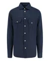 Kiton Collared Shirt With Pockets And Long Sleeves In Blue