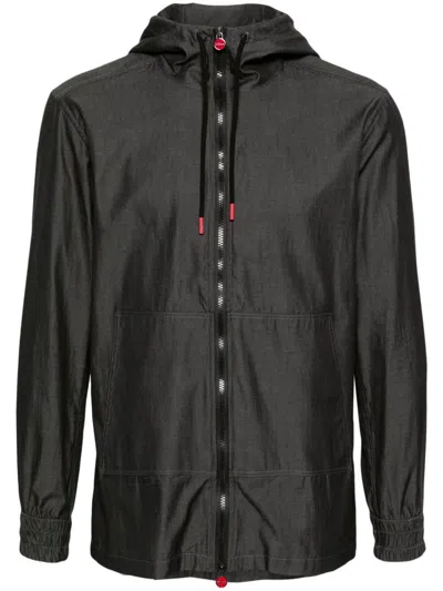 Kiton Shirt Jacket With Hood And Zip In Black