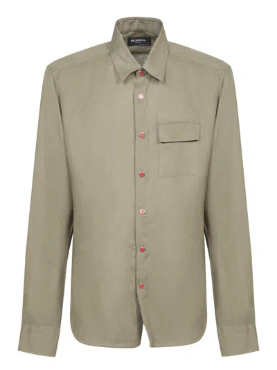 Kiton Olive Green- Brown Linen Overshirt