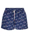 Kiton Short Patterned Swim Boxers In Blue