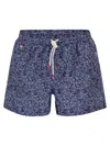 Kiton Short Patterned Swim Boxers In Blue