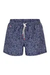 Kiton Short Patterned Swim Boxers In Blue