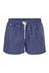 Kiton Short Patterned Swim Boxers In Blue