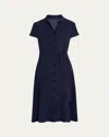 Kiton Short-sleeve Buttoned Dress In Blue