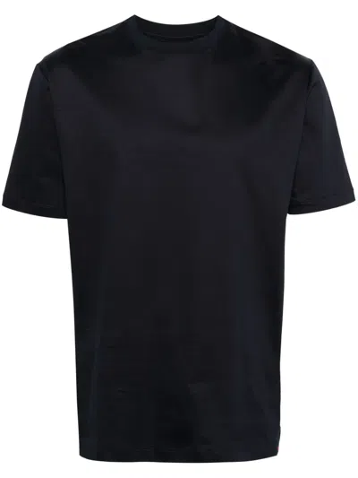 Kiton Short-sleeved Cotton T-shirt In Blue