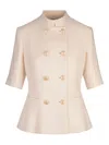 Kiton Short-sleeve Gold-button Jacket In Pink