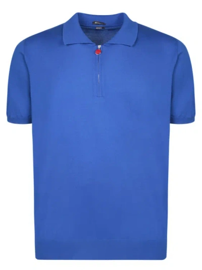 Kiton Short Sleeve Polo In Blue