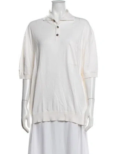 Pre-owned Kiton Short Sleeve Polo In Neutrals