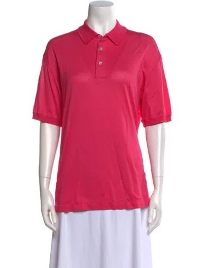 Pre-owned Kiton Short Sleeve Polo In Pink
