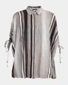 Shop Kiton Short-sleeve Striped Button-down Shirt In Wht Mult