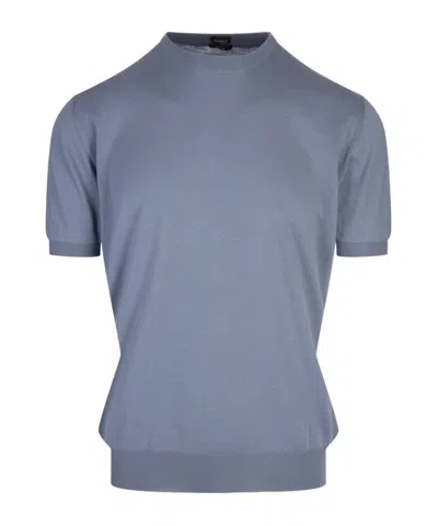 Kiton Short-sleeved Knitted T-shirt In Gray