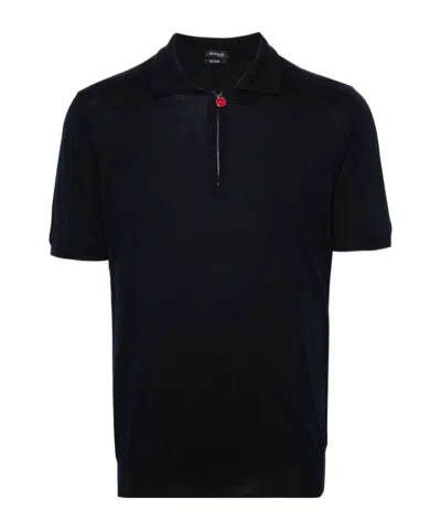 Kiton Blue Polo Zip In Black