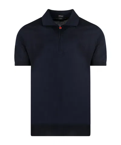 Kiton Short-sleeved Polo Shirt In Blue