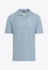 Kiton Cotton Polo Shirt Perforated Fabric In Blue