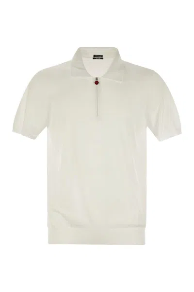 Kiton Short-sleeved Polo Zip For Men In White