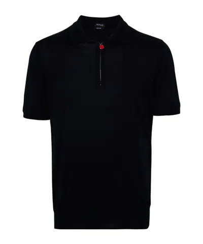 Kiton Blue Polo Zip In Black