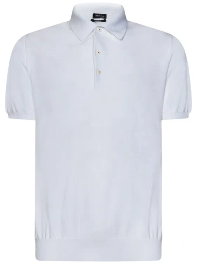 Kiton Short-sleeved White Cotton Knit Polo Shirt