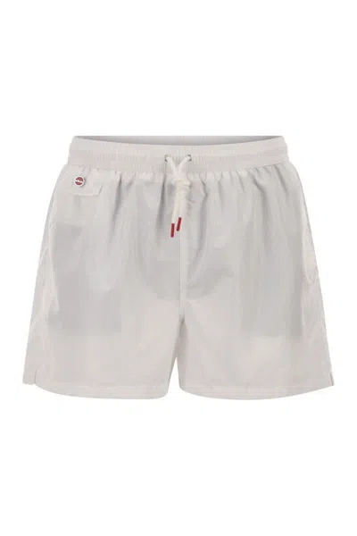 Kiton Logo-detail Swim Shorts In White