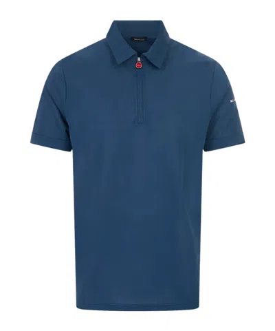 Kiton Quarter-zip Short-sleeve Polo Shirt In Blue