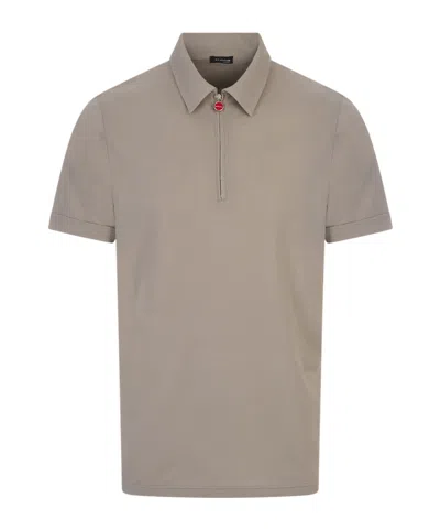 Kiton Quarter-zip Short-sleeve Polo Shirt In Gray
