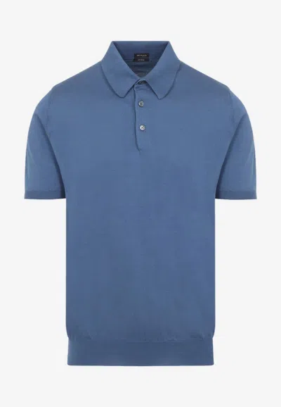 Kiton Short-sleeved Polo T-shirt In Blue