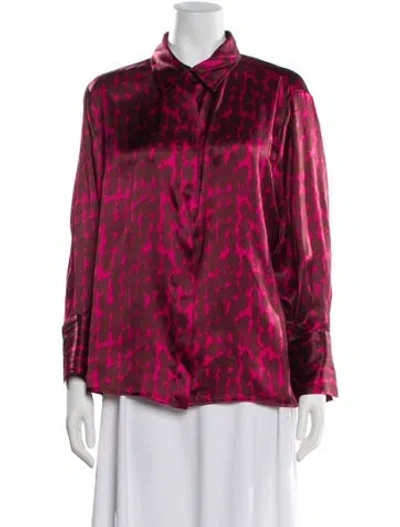 Pre-owned Kiton Silk Animal Print Blouse In Red