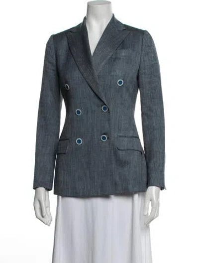 Pre-owned Kiton Silk Blazer In Blue