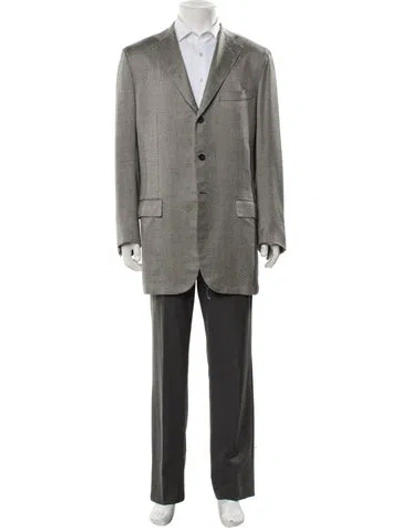 Pre-owned Kiton Silk Blazer In Gray